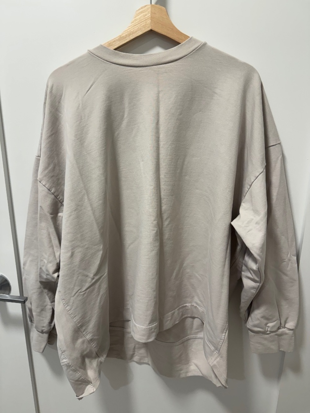 Zella Oversized Crewneck Sweatshirt Cream Hi-Low Hem 2X